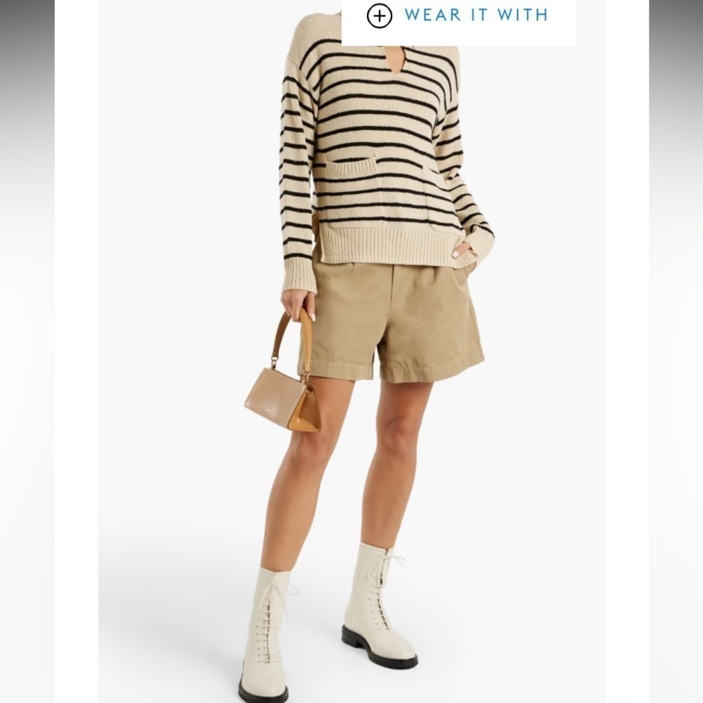 Alex Mill Cream and Black Striped V-Neck Sweater
